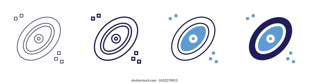 Ícone de nebulosa em 4 estilos diferentes. Linha Fina, Linha, Linha Negrito, Duotônico. Estilo duotônico. Traçado editável.
