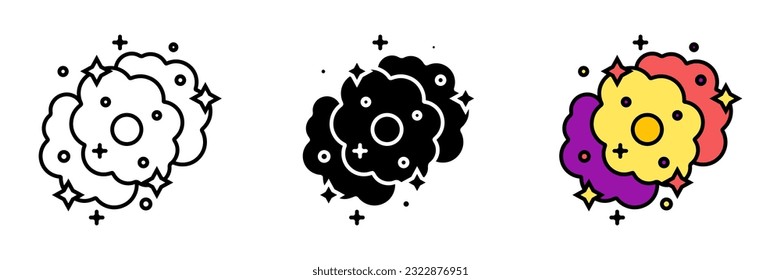 Nebula Icon, A captivating icon depicting the mesmerizing beauty of a nebula. Nebulas are vast clouds of gas and dust found in outer space, often illuminated by the glow of nearby stars.