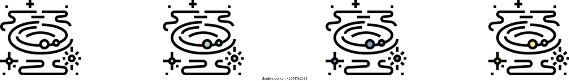 nebula icon. Outline, Green, Blue and Yellow Style Design Isolated On White Background