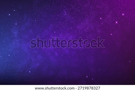 Nebula space background. Color cosmos wallpaper with stars. Color starry universe. Fantasy deep space for banner or brochure. Bright galaxy with constellation. Vector illustration.