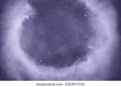 Nebulosa en el espacio. Cielo estrellado de noche. Fondo cósmico azul monocromo