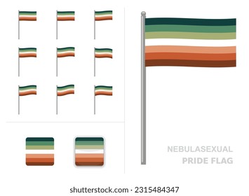 Nebulasexual Pride Flag Waving Animation App Icon Vector