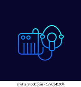 nebulizer, inhaler with mask line vector icon