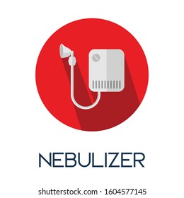 Nebulizer Machine As Treatment, Or Breathing Therapy Long Shadow Flat Style Medic Icon Illustration