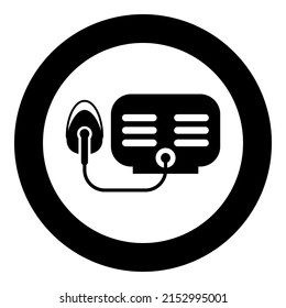 Nebulizer with mask icon in circle round black color vector illustration image solid outline style
