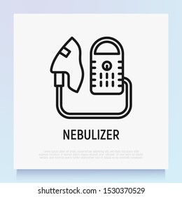 Nebulizer Thin Line Icon. Medical Equipment For Inhalation In The Diseases: Asthma, Bronchitis, Rhinitis. Modern Vector Illustration.