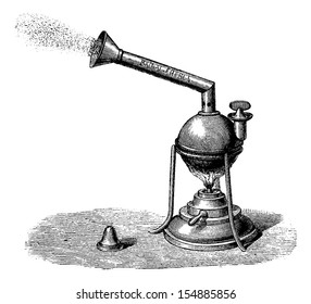 Nebulizer, vintage engraved illustration. Usual Medicine Dictionary by Dr Labarthe - 1885