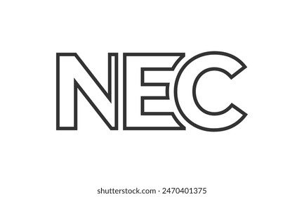NEC logo design template with strong and modern bold text. Initial based vector logotype featuring simple and minimal typography. Trendy company identity ideal for businesses brand presence.