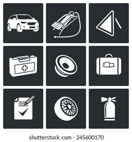 Necessary accessories car driver Icon set