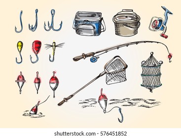 Necessary accessories for fishing color set