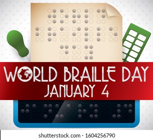 Necessary Elements To Write In Braille Code Manually: Slate, Paper And Stylus And Digital The Braille E-reader Device And To Celebrate World Braille Day This January 4.