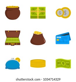 Necessary financing icons set. Flat set of 9 necessary financing vector icons for web isolated on white background