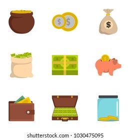 Necessary funds icons set. Flat set of 9 necessary funds vector icons for web isolated on white background