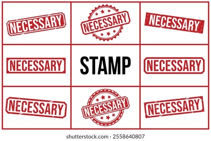 NECESSARY Red rubber stamp on white background. NECESSARY stamp sign. NECESSARY stamp.