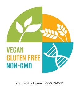 Necessary set for labeling of products in single pictogram - Vegan Friendly, Gluten Free, Non-GMO