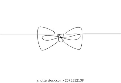 Neck with a bow tie single line art. Man in formal wear dress code abstract minimal one line drawing, Continuous one single line drawing bow tie vector illustration.