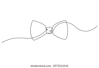 Neck with a bow tie single line art. Man in formal wear dress code abstract minimal one line drawing, Continuous one single line drawing bow tie vector illustration.