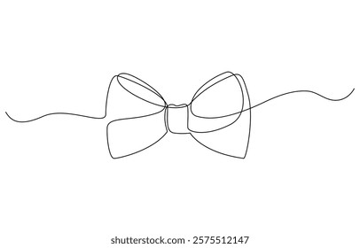 Neck with a bow tie single line art. Man in formal wear dress code abstract minimal one line drawing, Continuous one single line drawing bow tie vector illustration.