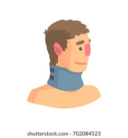 Neck brace used to treat cervical spine problems cartoon vector Illustration