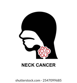 Neck cancer icon. Head and neck malignancy. Oropharyngeal cancer isolated on background vector illustration.