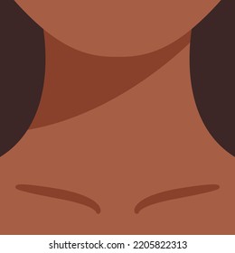 The Neck and Chin of a Beautiful Black Woman. Close up view. Color Cartoon Fashion Style. Vector illustration for Educational Design.