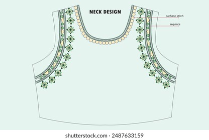 Neck design with embroidery design  arm hole stich 