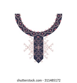 Neck design in ethnic style for fashion. Vector tribal pattern