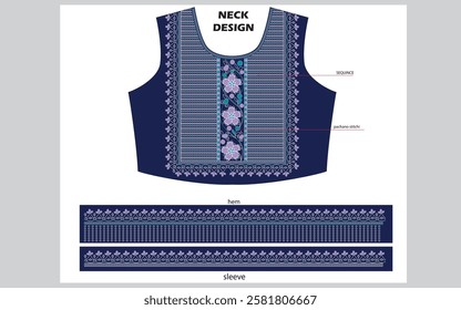 Neck design for ladies dress with embroidery 