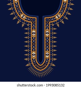 Neck design vector Geometric Ethnic oriental pattern. Floral necklace embroidery background