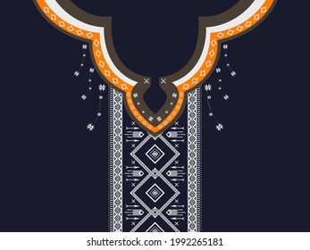 Neck design vector Illustration. Geometric Ethnic oriental pattern traditional .Floral necklace embroidery design for fashion women.background,wallpaper,clothing and wrapping. EPS10.