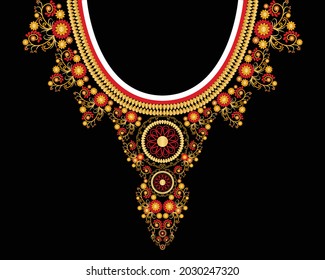 Neck desings Geometric Ethnic oriental pattern traditional .Floral necklace embroidery design for fashion ethnic pattern neck aztec style design ethnic collar African indian scandinavian mexican