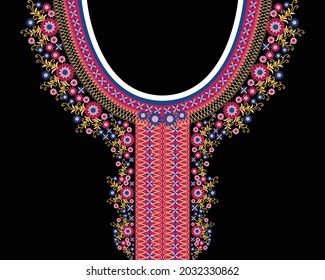 Neck desings Geometric Ethnic oriental pattern traditional Floral necklace embroidery design for fashion ethnic pattern neck aztec style design ethnic collar African indian scandinavian mexican