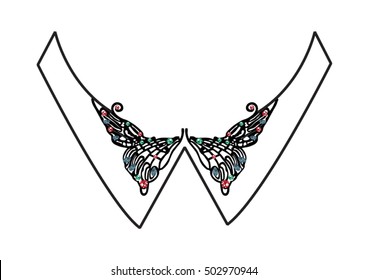 Neck embellishment in butterfly shape in vector.