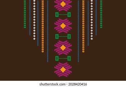 neck embroidery design, vector on the clothes in native style. geometric ethnic oriental pattern traditional. floral necklace embroidery design for fashion women. background,wrapping.