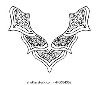 Neck embroidery with dots in vector.