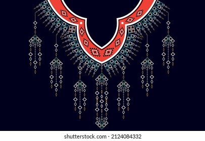neck embroidery Ethnic,Geometric,tribal,
oriental,traditional,necklace design for 
fashion women,wallpaper,clothing and wrapping.


