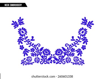 Neck Embroidery for fashion and other uses in vector