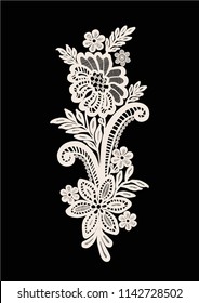 Neck embroidery, lace print in vector.