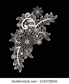 Neck embroidery, lace print in vector.