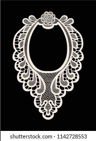 Neck embroidery, lace print in vector.