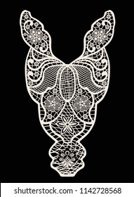 Neck embroidery, lace print in vector.