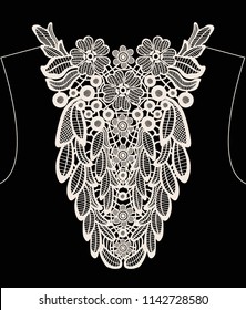 Neck embroidery, lace print in vector.