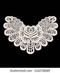 Neck embroidery, lace print in vector.