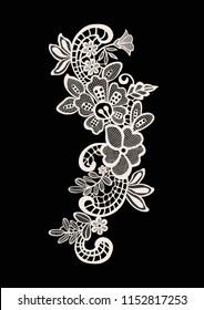 Neck embroidery, lace print in vector.