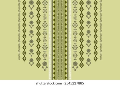 Neck embroidery textile element ethnic geometric oriental traditional neck pattern. Native decorative design for fabric, clothing, ornament, necklace, necklace, border decor, fashion, background