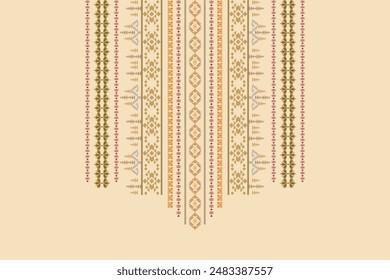 Neck embroidery textile geometric traditional pattern. Neck line embroidery elements fabric texture geometry oriental Ikat tribal pattern ethnic Aztec design for fabric, decoration, ornament, border