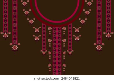 Neck embroidery textile geometric traditional pattern. Ethnic neckline element Ikat cross stitch embroidered knitting boho abstract, graphic design for fabric, ornament, texture, print, illustration