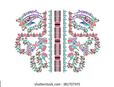 Neck embroidery in vector.