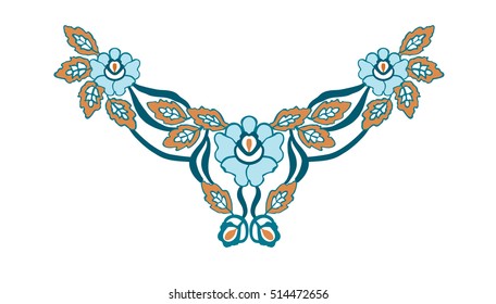 Neck embroidery in vector.