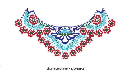 Neck embroidery in vector.
